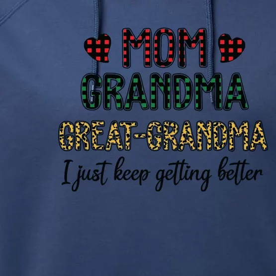 Mom Grandma Great Grandma Performance Fleece Hoodie