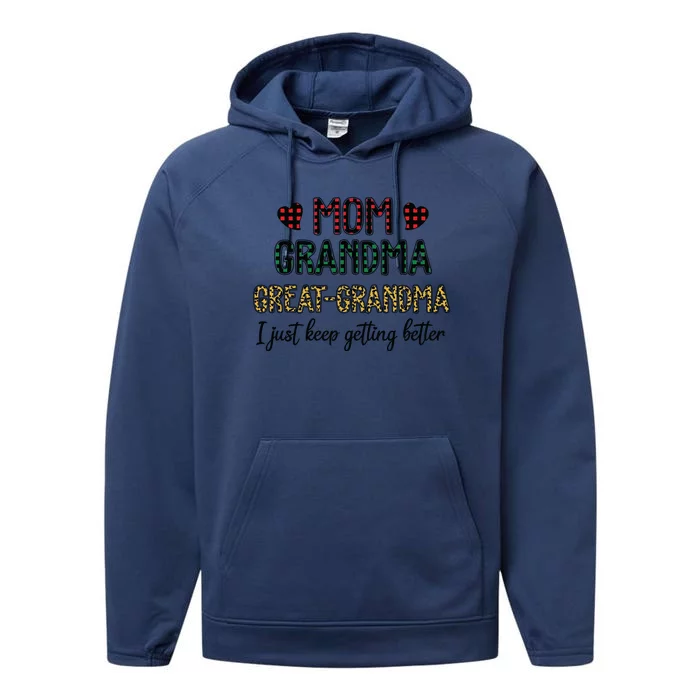 Mom Grandma Great Grandma Performance Fleece Hoodie