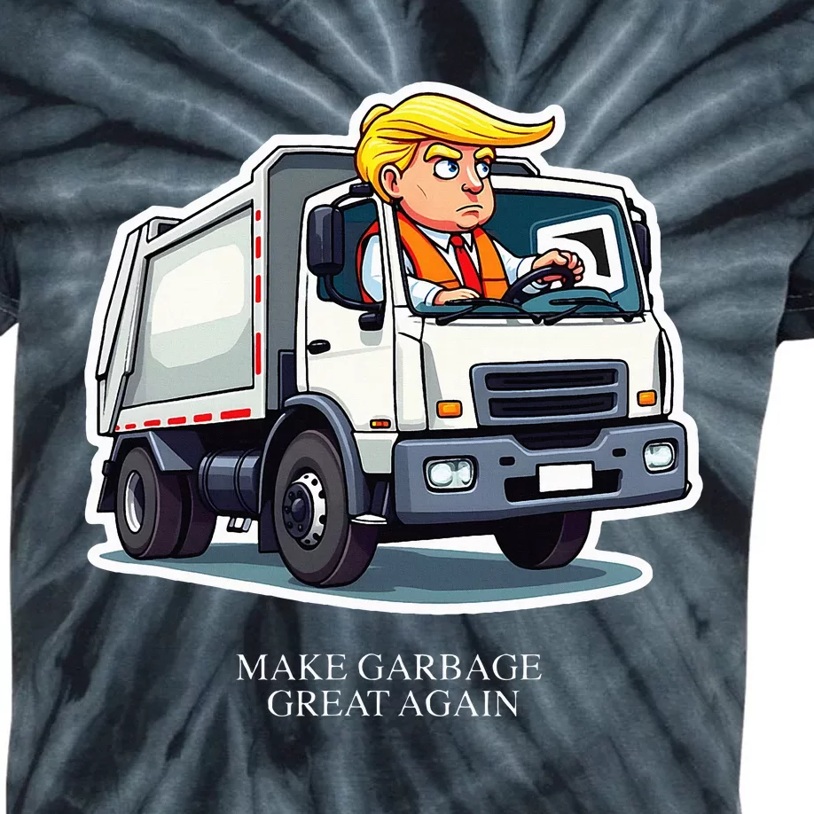 Make Garbage Great Again Funny Trump Garbage Truck Design Kids Tie-Dye T-Shirt