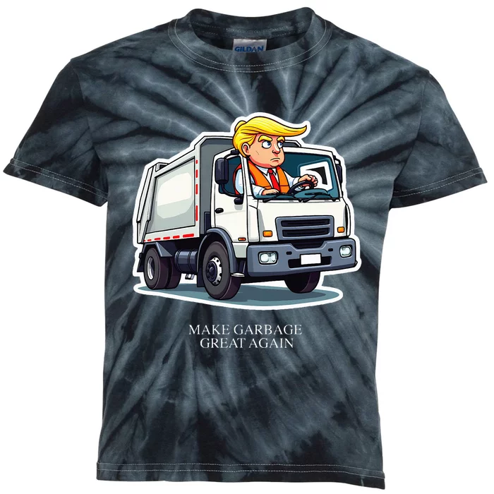 Make Garbage Great Again Funny Trump Garbage Truck Design Kids Tie-Dye T-Shirt