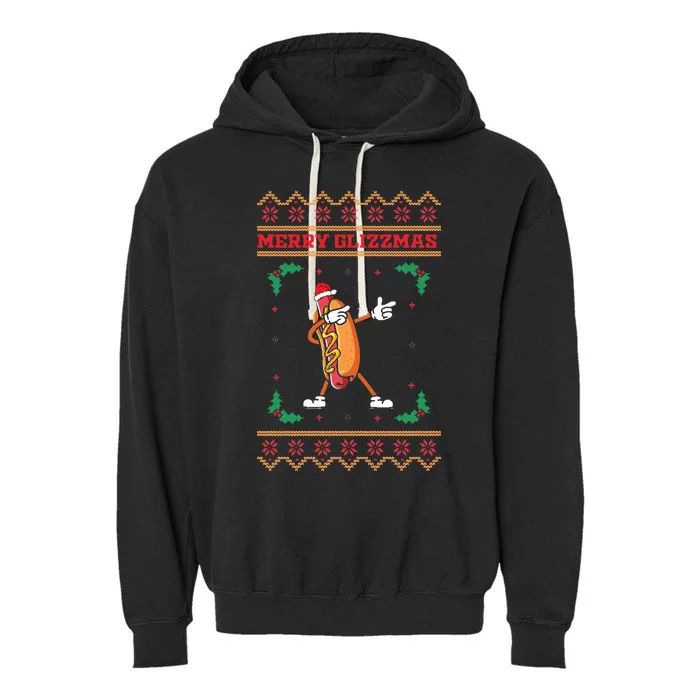 Merry Glizzmas Hot Ugly Christmas Garment-Dyed Fleece Hoodie