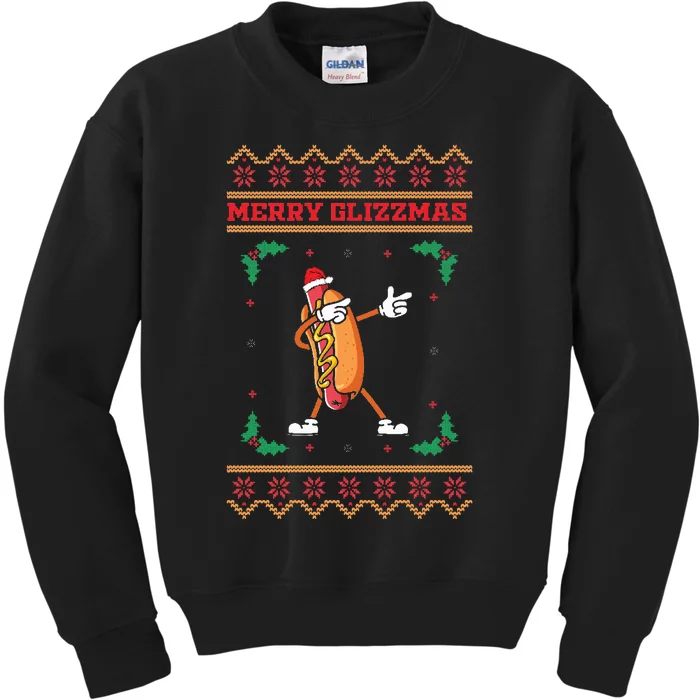 Merry Glizzmas Hot Ugly Christmas Kids Sweatshirt