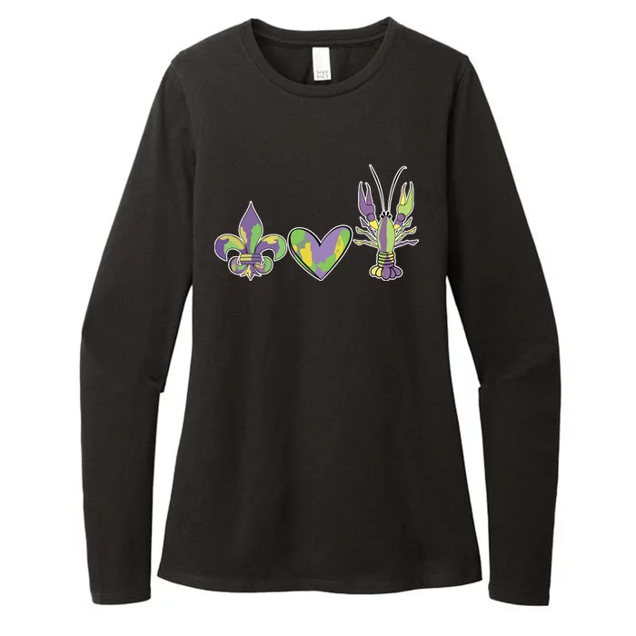 Mardi Gras Heart Crawfish Celebration Womens CVC Long Sleeve Shirt