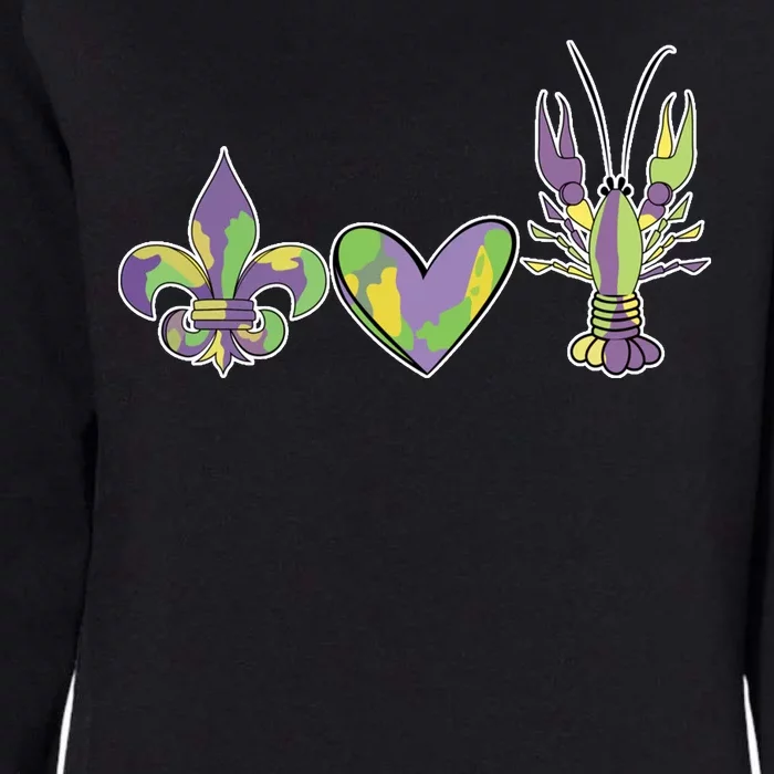 Mardi Gras Heart Crawfish Celebration Womens California Wash Sweatshirt