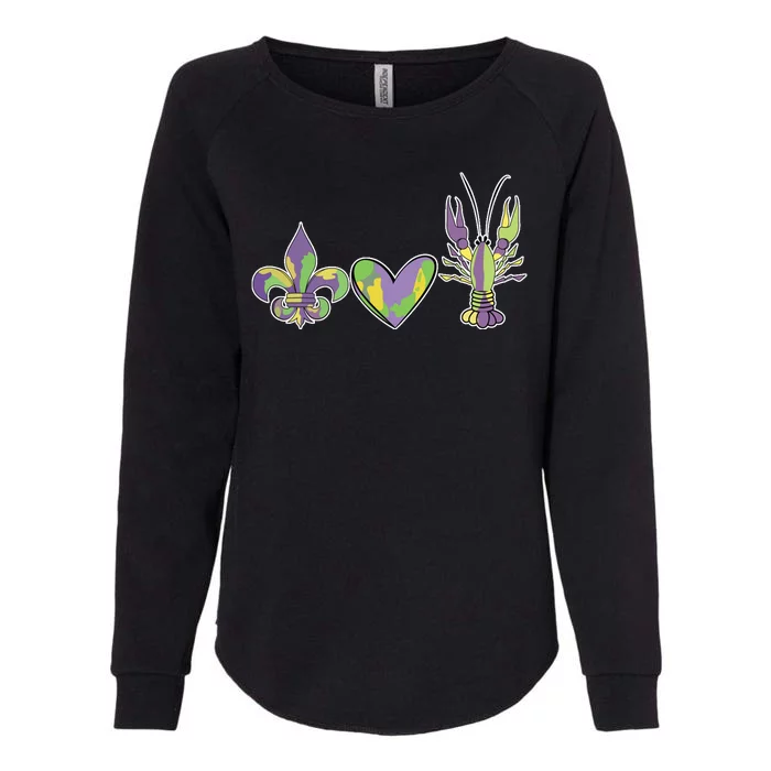 Mardi Gras Heart Crawfish Celebration Womens California Wash Sweatshirt