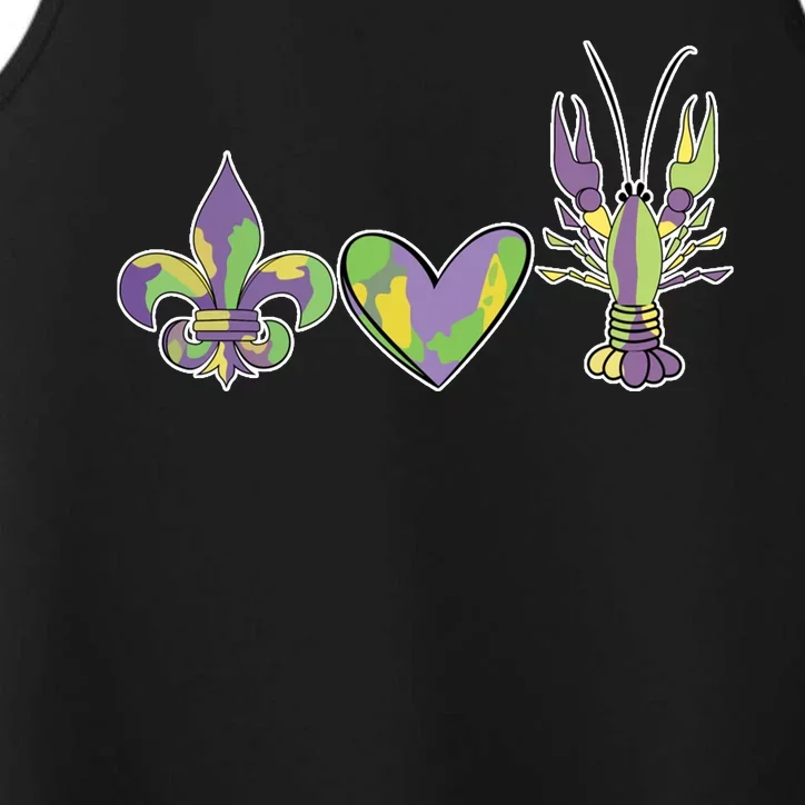 Mardi Gras Heart Crawfish Celebration Performance Tank