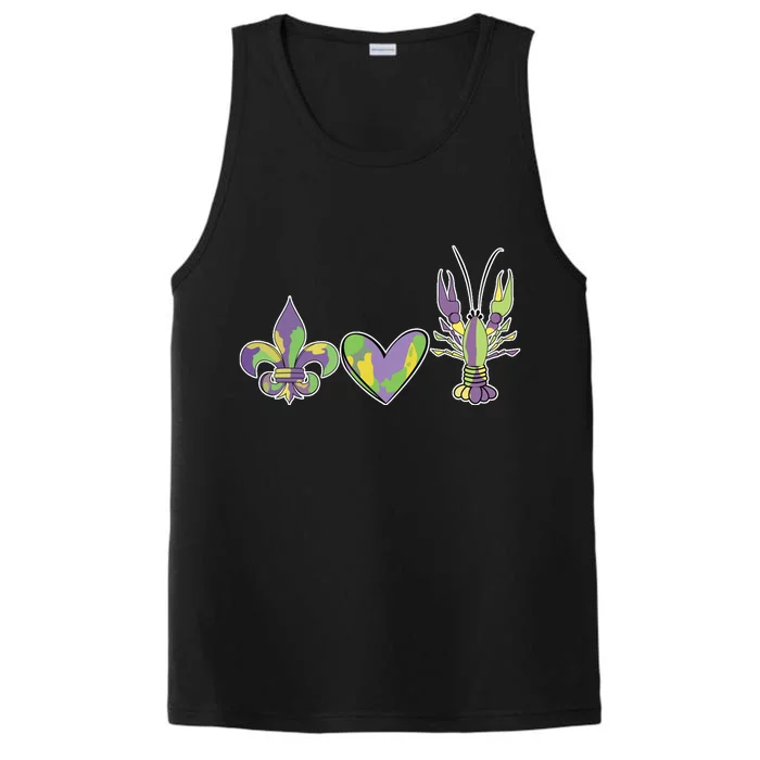 Mardi Gras Heart Crawfish Celebration Performance Tank