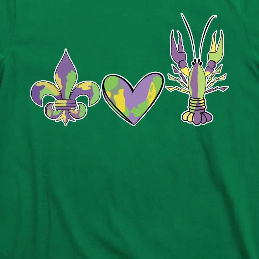 Mardi Gras Heart Crawfish Celebration T-Shirt