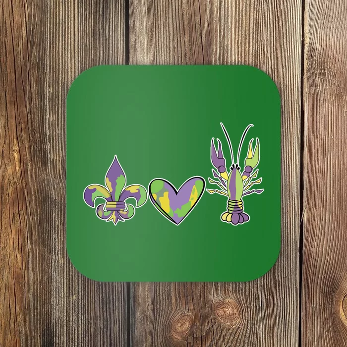 Mardi Gras Heart Crawfish Celebration Coaster