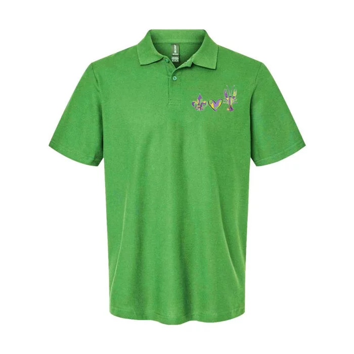 Mardi Gras Heart Crawfish Celebration Softstyle Adult Sport Polo