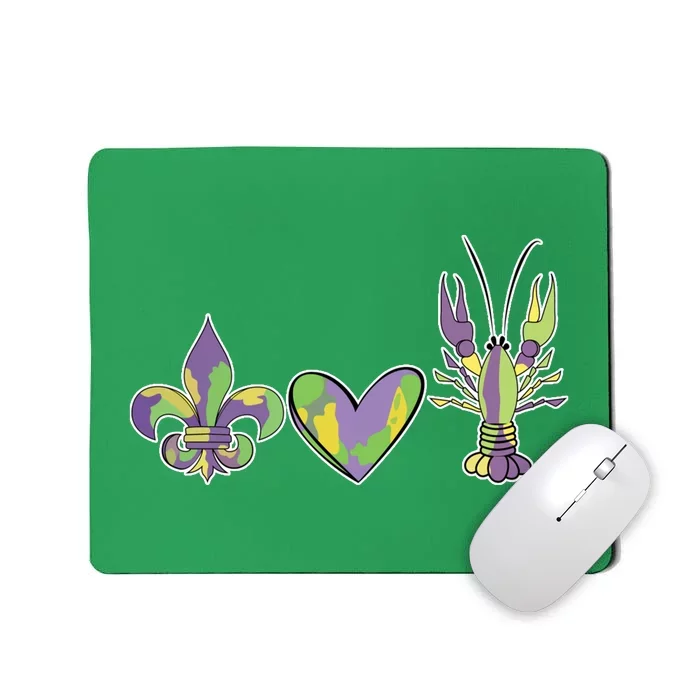 Mardi Gras Heart Crawfish Celebration Mousepad