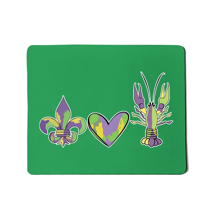 Mardi Gras Heart Crawfish Celebration Mousepad