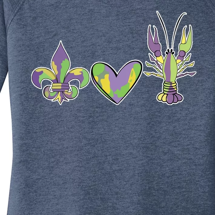 Mardi Gras Heart Crawfish Celebration Women's Perfect Tri Tunic Long Sleeve Shirt