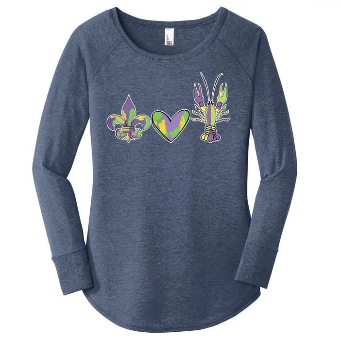 Mardi Gras Heart Crawfish Celebration Women's Perfect Tri Tunic Long Sleeve Shirt