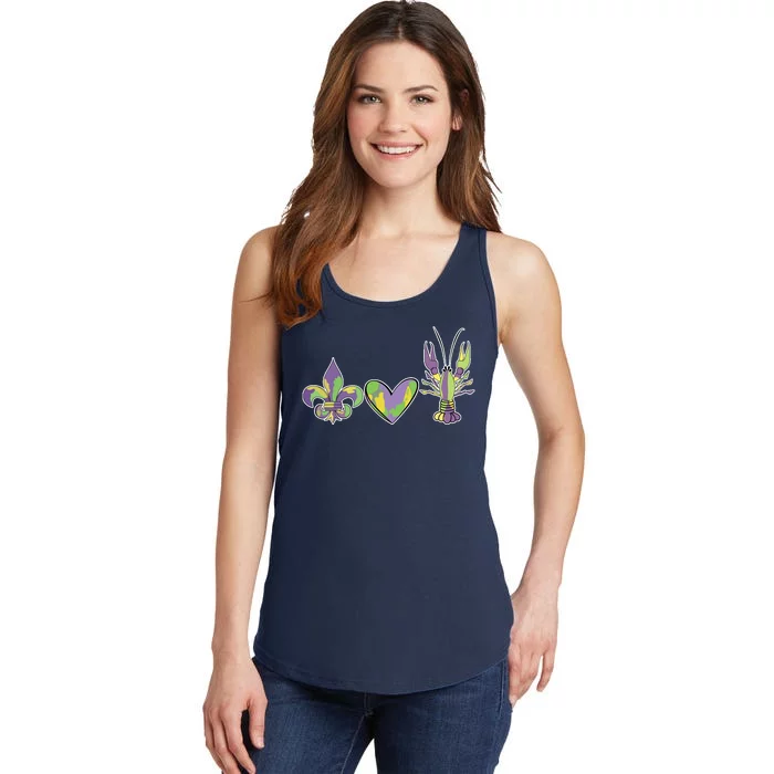 Mardi Gras Heart Crawfish Celebration Ladies Essential Tank