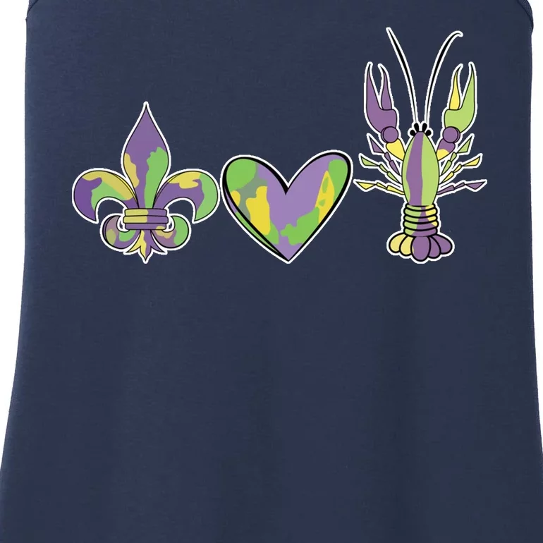 Mardi Gras Heart Crawfish Celebration Ladies Essential Tank