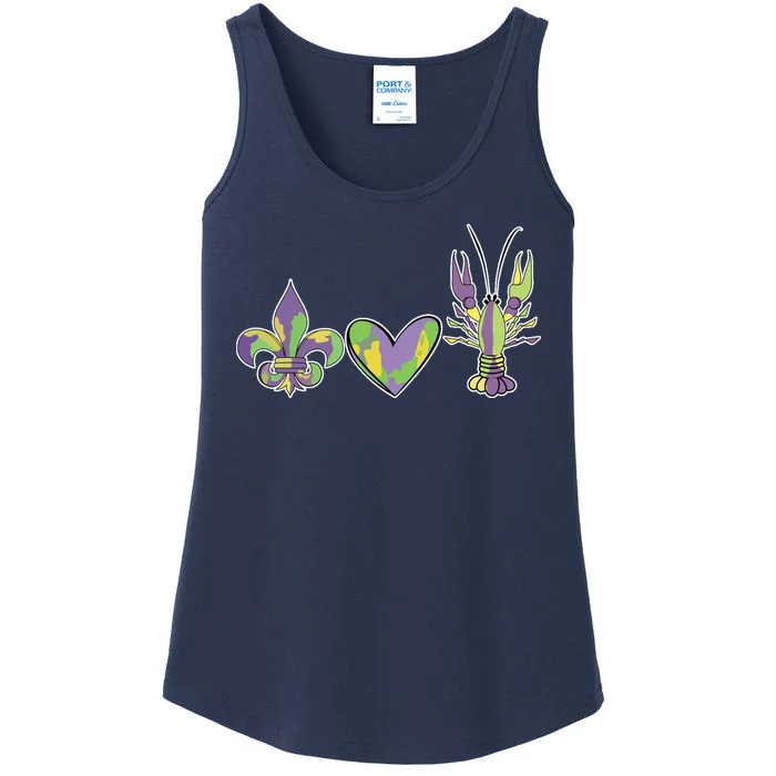 Mardi Gras Heart Crawfish Celebration Ladies Essential Tank