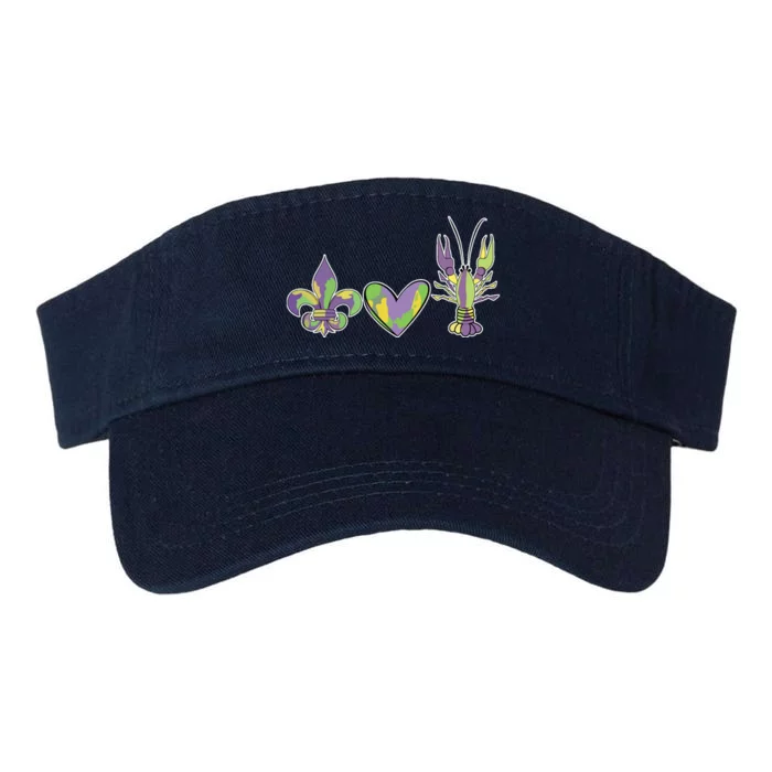 Mardi Gras Heart Crawfish Celebration Valucap Bio-Washed Visor