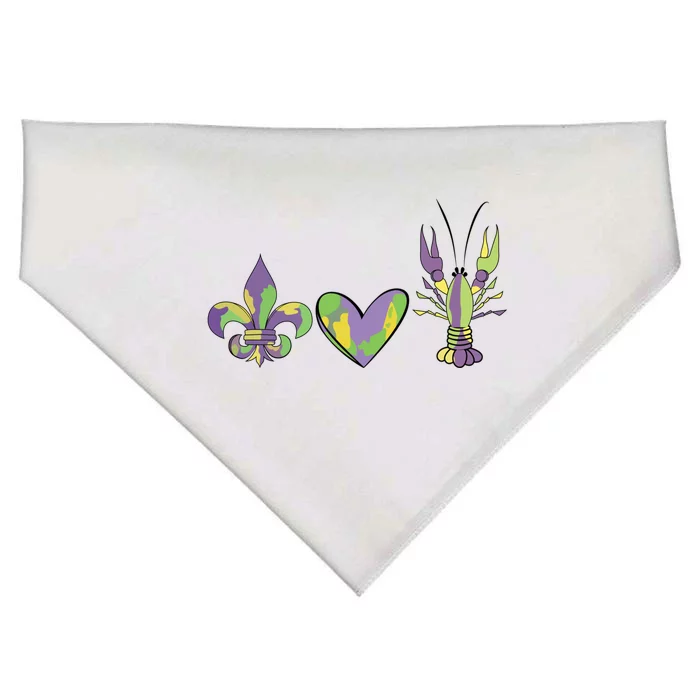 Mardi Gras Heart Crawfish Celebration USA-Made Doggie Bandana