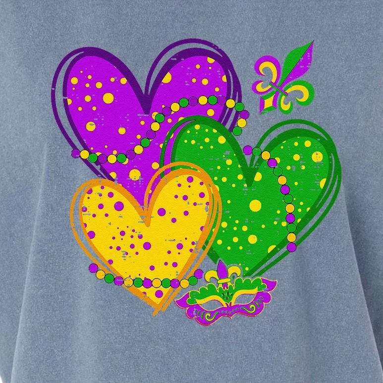 Mardi Gras Heart Fleurdelis Symbol Carnival Garment-Dyed Women's Muscle Tee