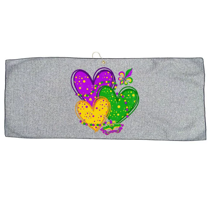 Mardi Gras Heart Fleurdelis Symbol Carnival Large Microfiber Waffle Golf Towel