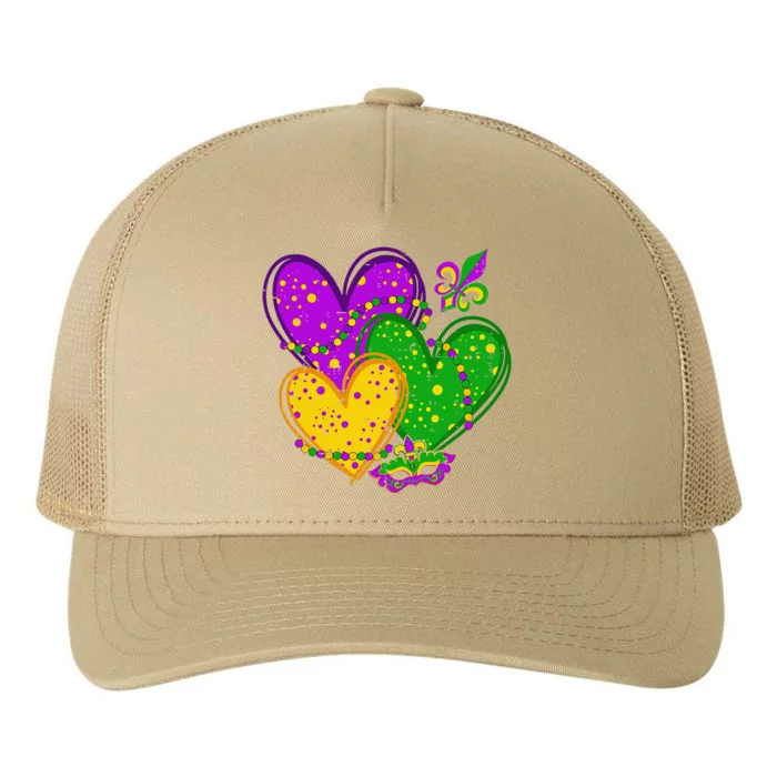 Mardi Gras Heart Fleurdelis Symbol Carnival Yupoong Adult 5-Panel Trucker Hat