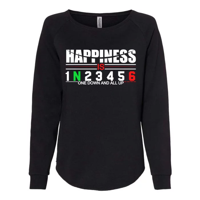 Motorcycle Gifts Happiness Is One Down And All Up Womens California Wash Sweatshirt