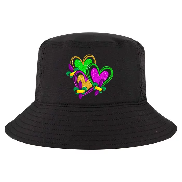 Mardi Gras Heart Glitter Print Fleurdelis Symbol Funny Cool Comfort Performance Bucket Hat