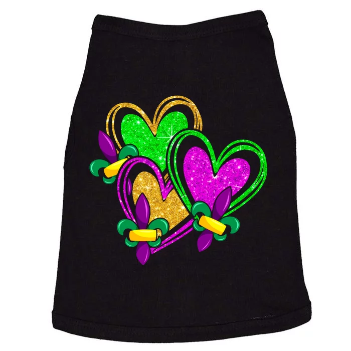 Mardi Gras Heart Glitter Print Fleurdelis Symbol Funny Doggie Tank