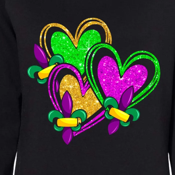 Mardi Gras Heart Glitter Print Fleurdelis Symbol Funny Womens California Wash Sweatshirt