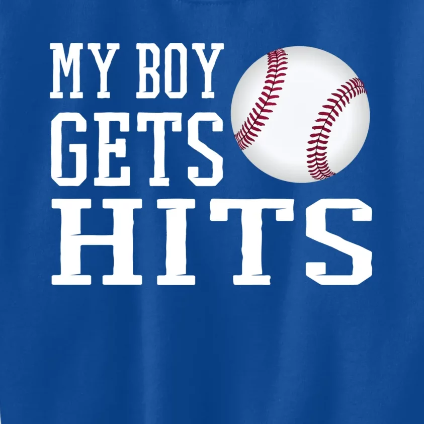 My Gets Hits Proud Baseball Dad Proud Baseball Mom Cute Gift Kids Sweatshirt