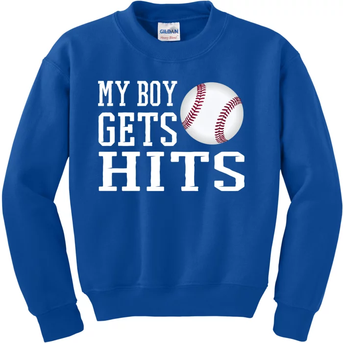 My Gets Hits Proud Baseball Dad Proud Baseball Mom Cute Gift Kids Sweatshirt