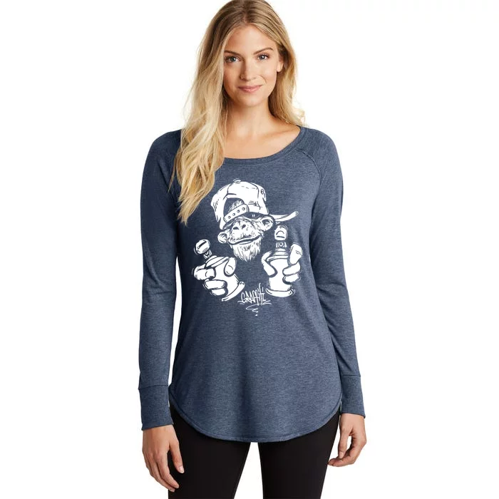 Monkey Graffiti Hip Hop Rap Music Ape Graphic Women's Perfect Tri Tunic Long Sleeve Shirt