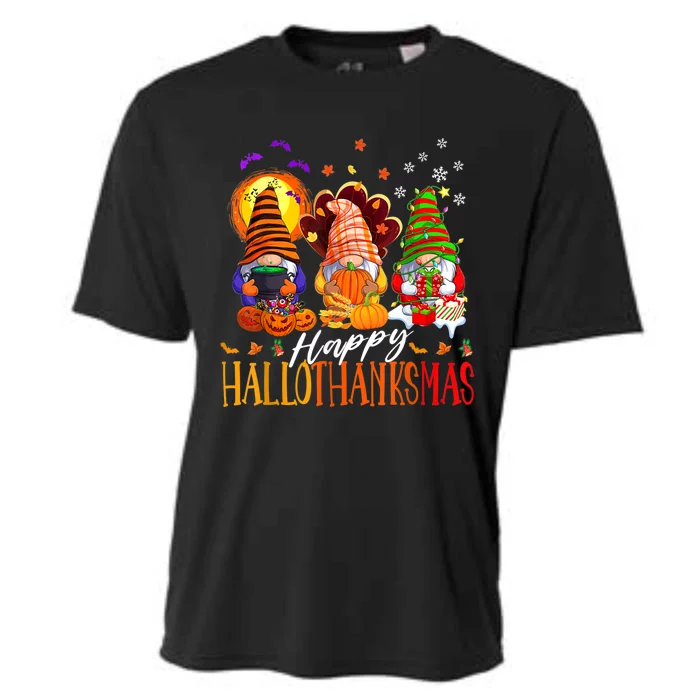 My Gnomies Happy Hallothanksmas Cute Gnomes Family Garden Cooling Performance Crew T-Shirt