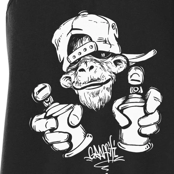 Monkey Graffiti Hip Hop Rap Music Ape Graphic Apparel Gift Women's Racerback Tank