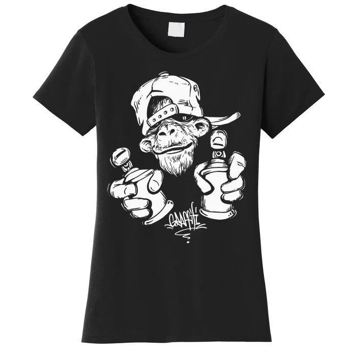 Monkey Graffiti Hip Hop Rap Music Ape Graphic Apparel Gift Women's T-Shirt