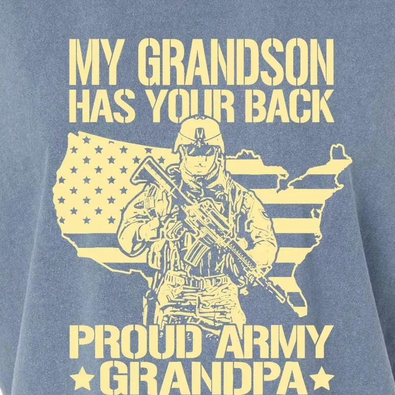 My Grandson Has Your Back Proud Army Grandpa Gift Garment-Dyed Women's Muscle Tee