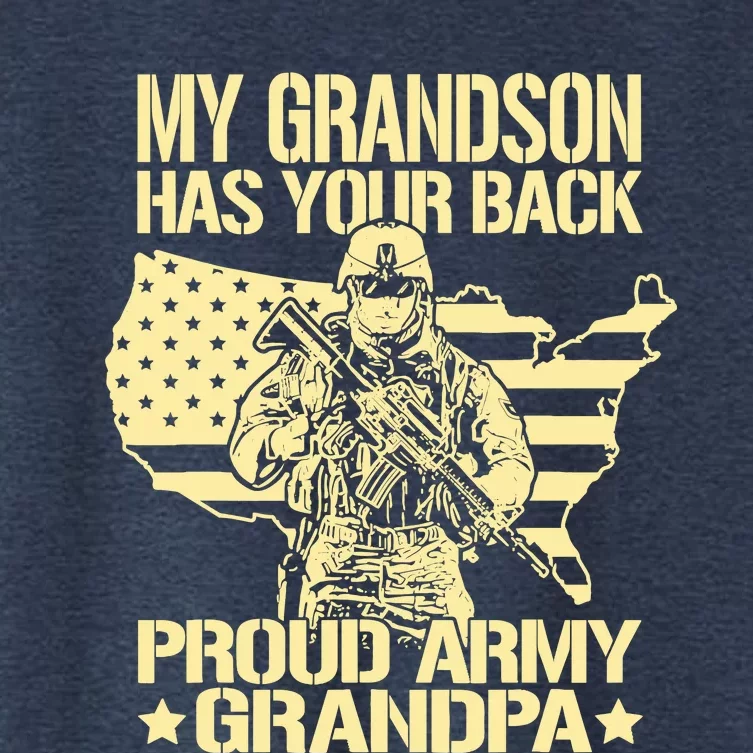 My Grandson Has Your Back Proud Army Grandpa Gift Women's Crop Top Tee