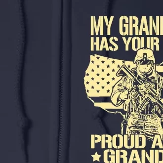 My Grandson Has Your Back Proud Army Grandpa Gift Full Zip Hoodie