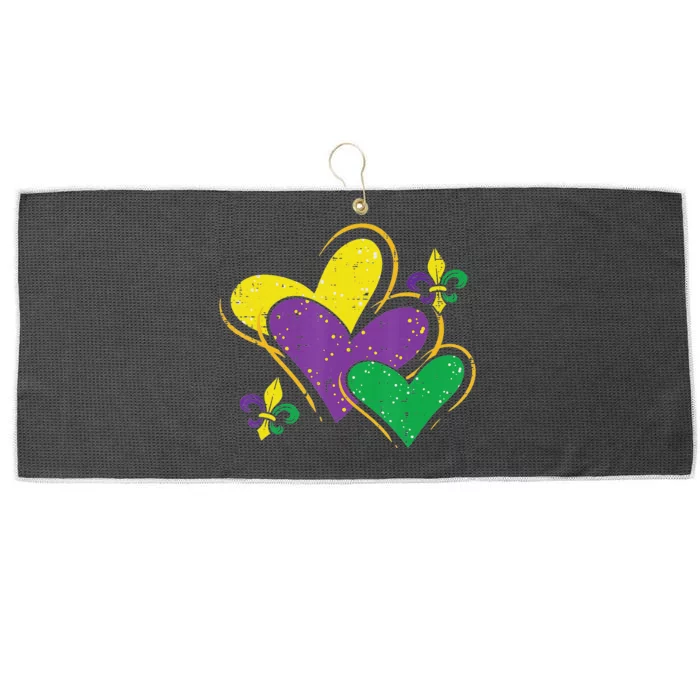 Mardi Gras Hearts Cute Outfit funny festival Large Microfiber Waffle Golf Towel