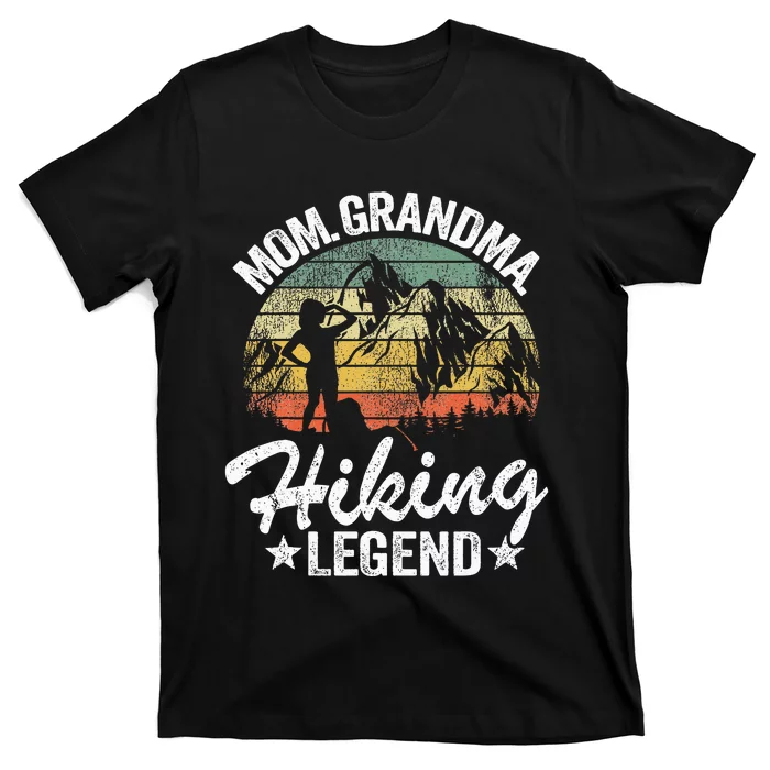 Mom Grandma Hiking Legend Outdoor Retro Hiker Women Hiking T-Shirt