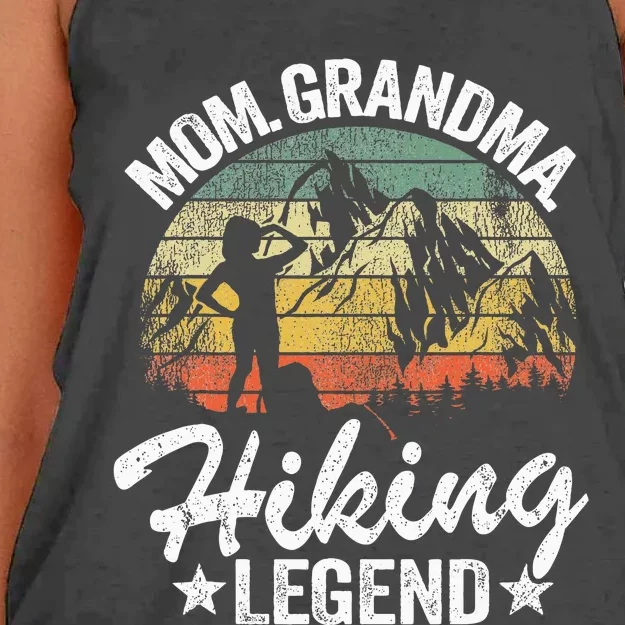 Mom Grandma Hiking Legend Outdoor Retro Hiker Women Hiking Women's Knotted Racerback Tank