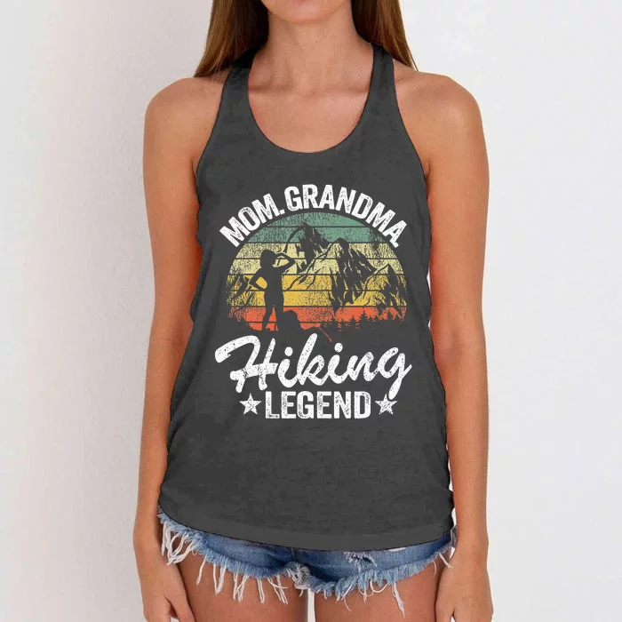 Mom Grandma Hiking Legend Outdoor Retro Hiker Women Hiking Women's Knotted Racerback Tank