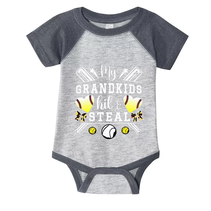 My Grandkids Hit & Steal Baseball Softball Grandma Infant Baby Jersey Bodysuit