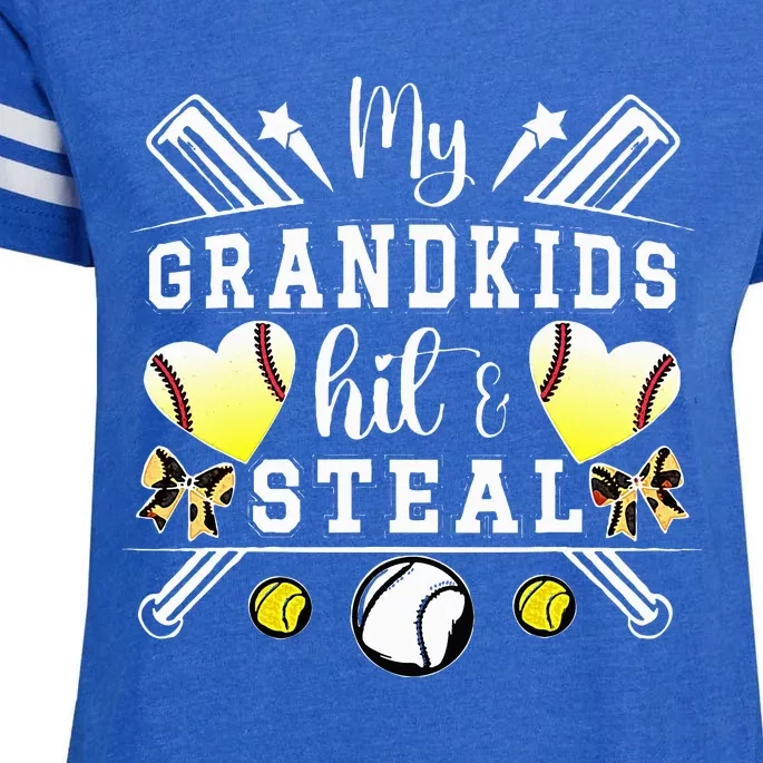 My Grandkids Hit & Steal Baseball Softball Grandma Enza Ladies Jersey Football T-Shirt