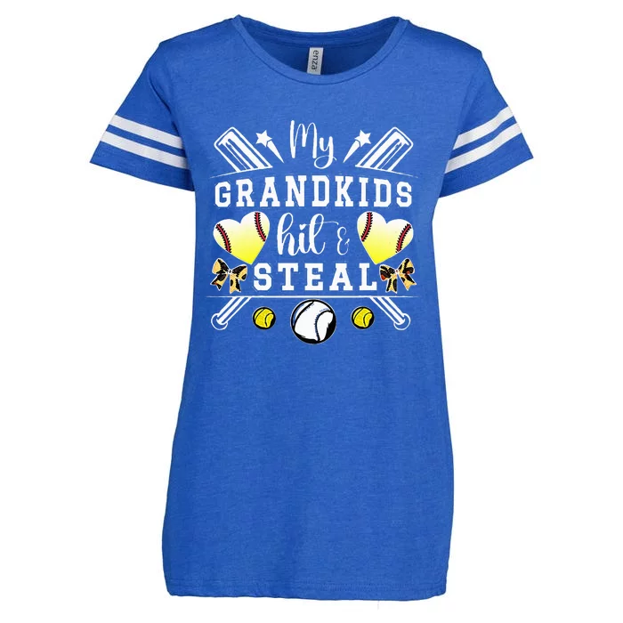 My Grandkids Hit & Steal Baseball Softball Grandma Enza Ladies Jersey Football T-Shirt