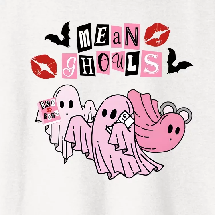 Mean Ghouls Halloween Ghost Cute Pink Funny Women's Crop Top Tee