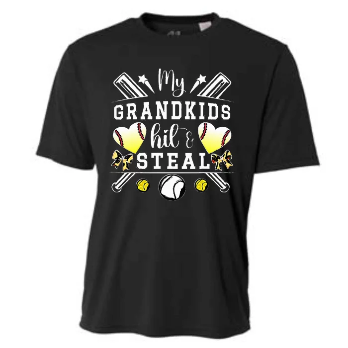 My Grandkids Hit & Steal Baseball Softball Grandma Cooling Performance Crew T-Shirt