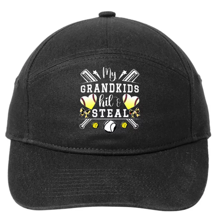 My Grandkids Hit & Steal Baseball Softball Grandma 7-Panel Snapback Hat