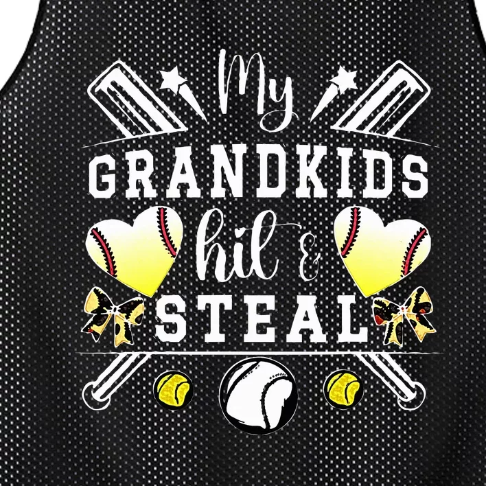 My Grandkids Hit & Steal Baseball Softball Grandma Mesh Reversible Basketball Jersey Tank